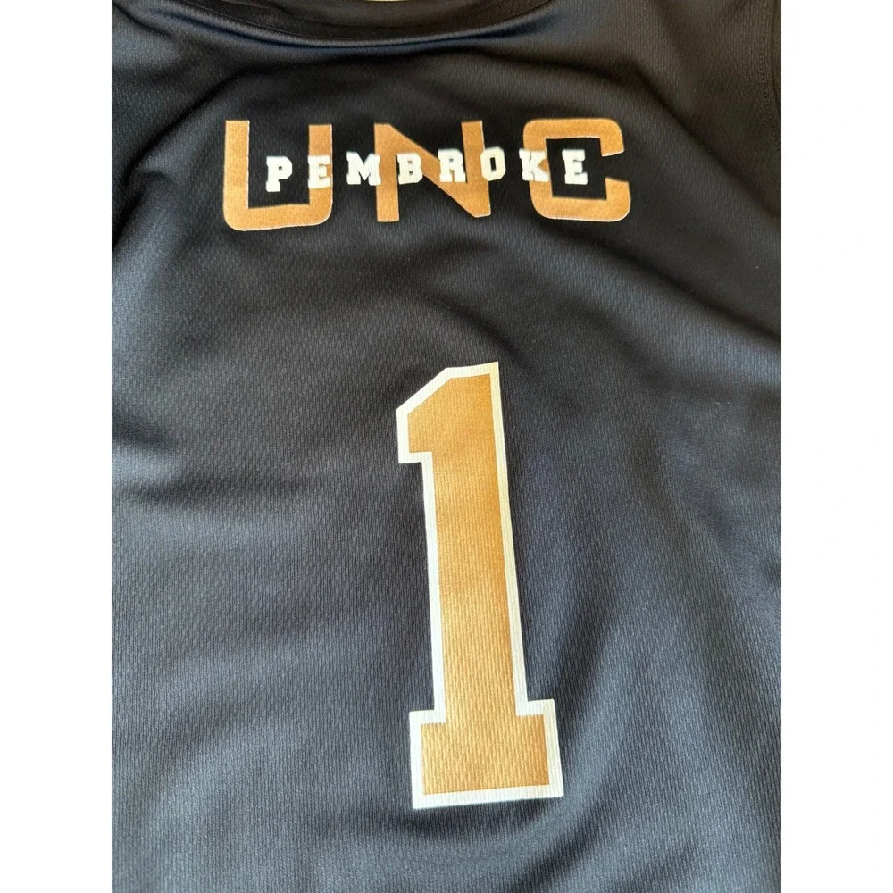 NWT Adidas UNCP Pembroke #1 Basketball Jersey Men's L Black Gold Athletic